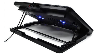 Base Enfriadora para Portátil con 2 Ventiladores y Luces LED – Ajustable y USB